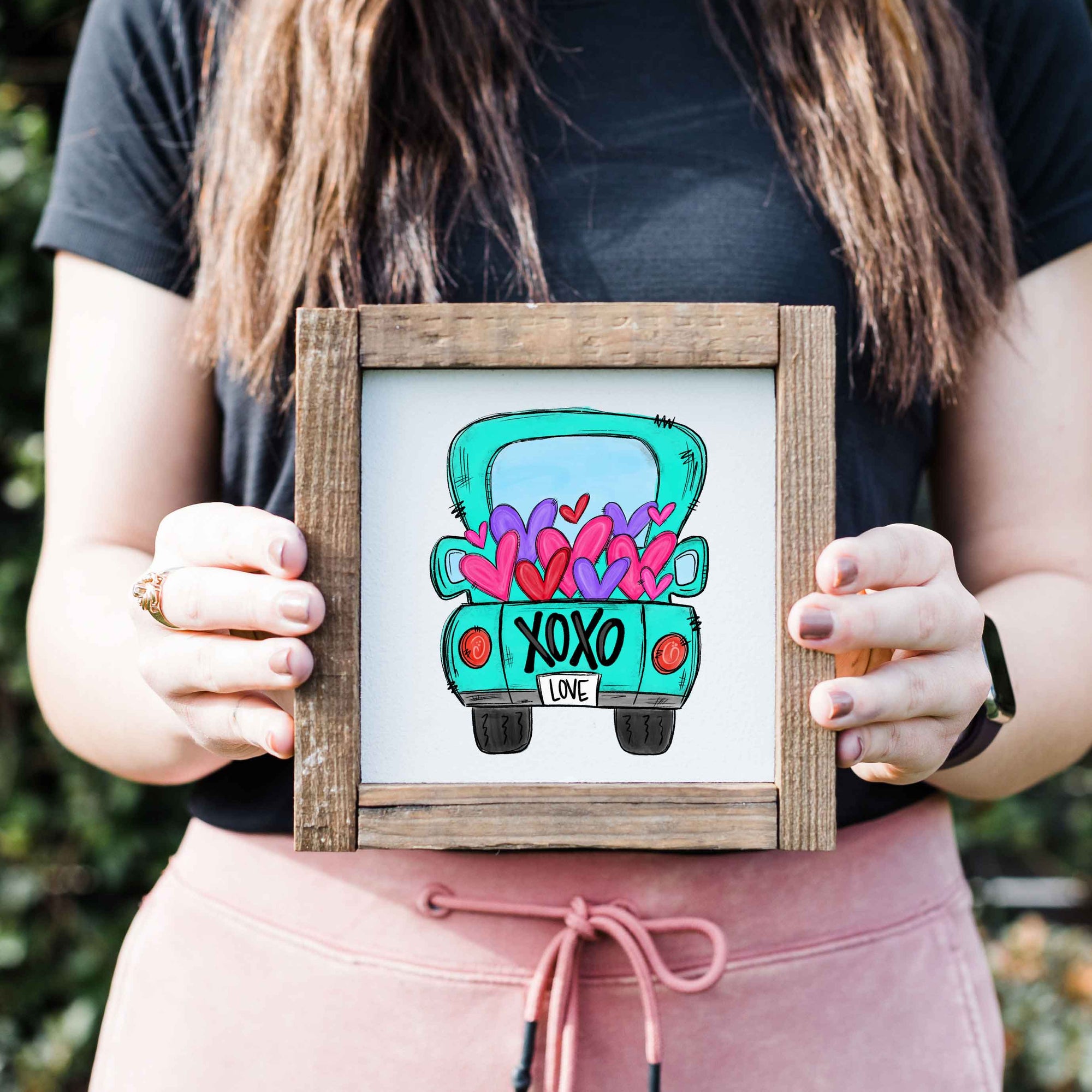 Front View. Wooden Signs | Small Sign | Love Sign | Valentines Day | Love Truck Decor The WAREHOUSE Studio 